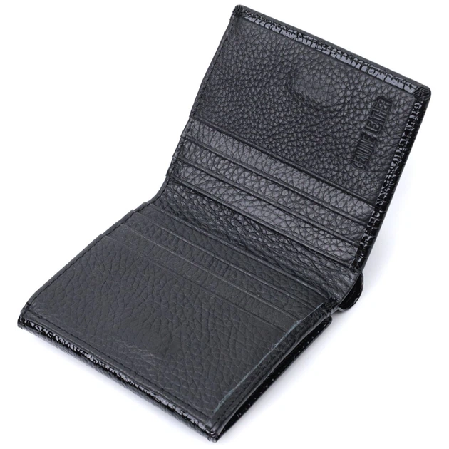 Компактний жіночий гаманець з натуральної лакованої шкіри ST Leather 22688 чорний - зображення 10