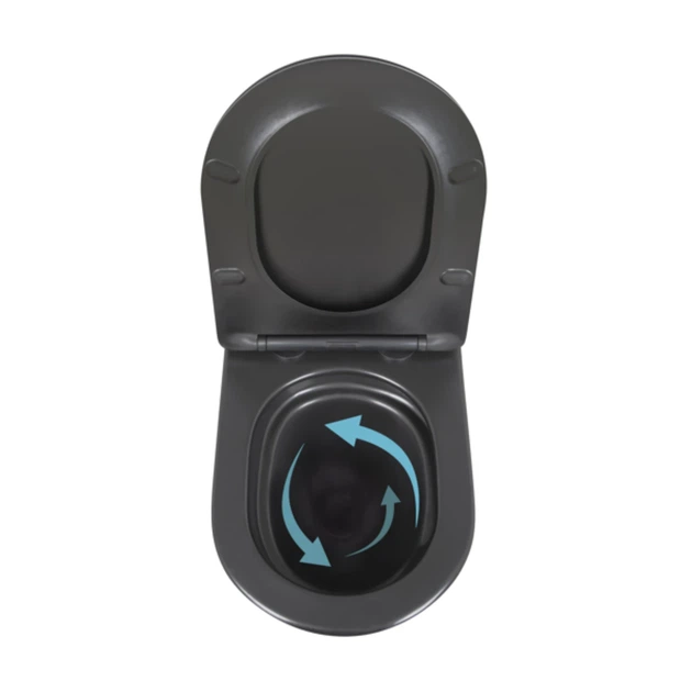 Унитаз подвесной Qtap Robin New Ultra Quiet безободочный с сиденьем Soft-close MATT BLACK QT13332381АSMB - изображение 6