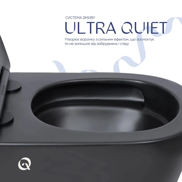 Унитаз подвесной Qtap Scorpio Ultra Quiet безободочный с сидением Soft-close MATT BLACK QT14332380AMB - изображение 5
