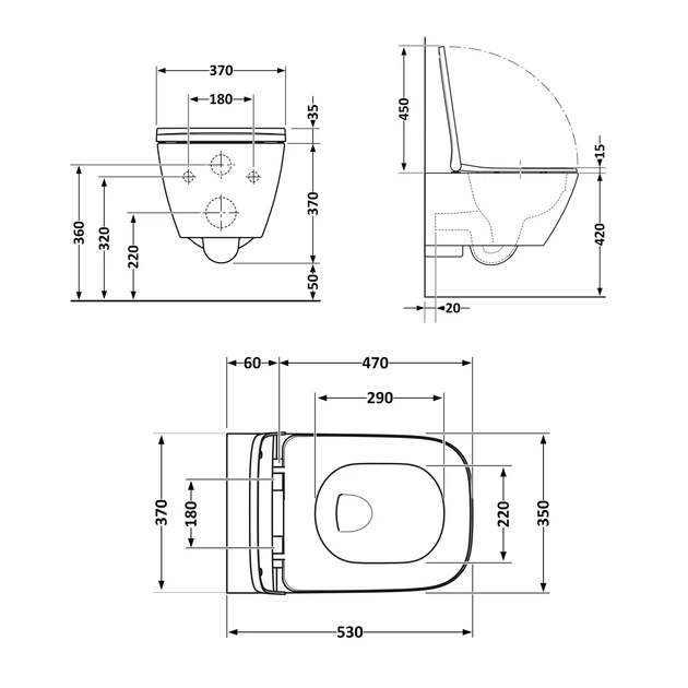 Унитаз подвесной Qtap Gemini безободочный с сиденьем Soft-close QT2533076EUQMB - изображение 2