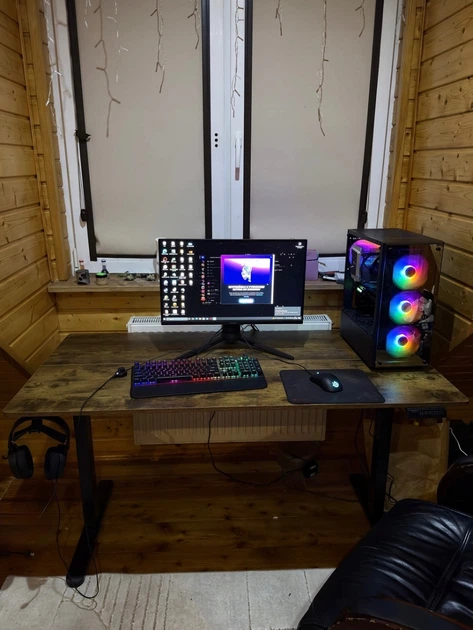 Комп'ютерний стіл SENSE7 NOJO LIGHT 140×70 см з електричним регулюванням висоти, темно-коричневий - изображение 8