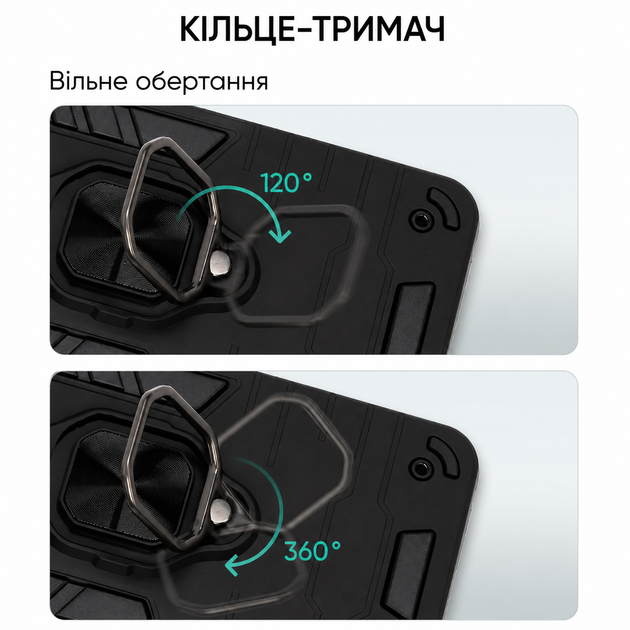 Протиударний чохол Antishock з кільцем-підставкою для Motorola Signature Чорний - Фото 3 Протиударний чохол Antishock з кільцем-підставкою для Motorola Signature Чорний - зображення 3