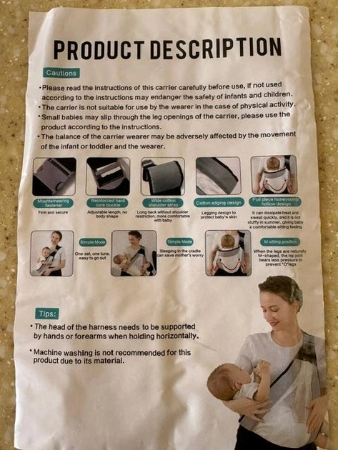 Рюкзак-перенос слинг для новорожденных Baby Safety Синий - Фото 4 Рюкзак-перенос слинг для новорожденных Baby Safety Синий - изображение 4