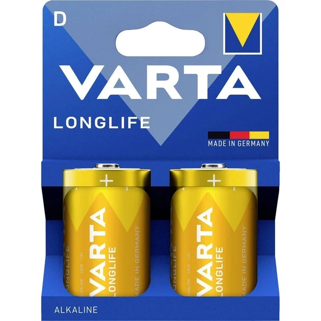 Батарейка Varta LR20 Longlife 1.5V D 2шт. (BAT0244) - Фото 2 Батарейка Varta LR20 Longlife 1.5V D 2шт. (BAT0244) - зображення 2