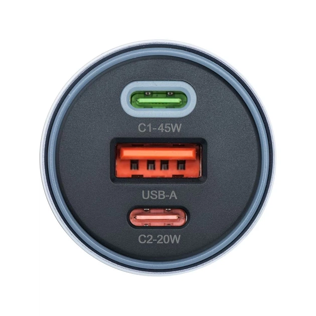 Автомобільний зарядний пристрій Forcell F-Energy Alu 2 x USB C + USB A QC4.0 PD SFC2.0 4.5A 65W Grey (5903396275739) - зображення 7