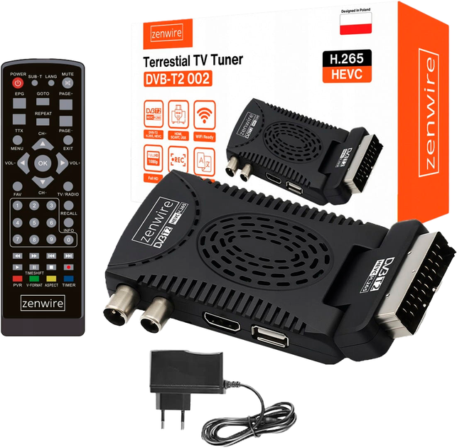 Tuner cyfrowy Zenwire DVB-T2 HEVC H.265 DVB-T2 (5904507521622) - obraz 2