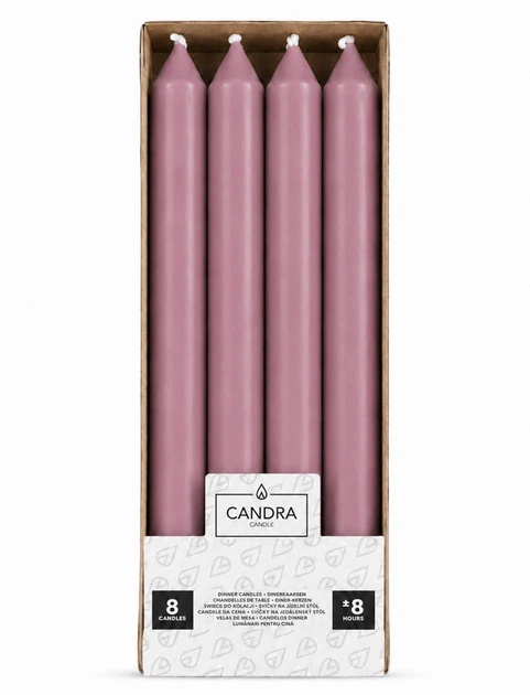 Свеча столовая Candra 230/20 dusty rose 8 шт - Фото 1 Свеча столовая Candra 230/20 dusty rose 8 шт - изображение 1