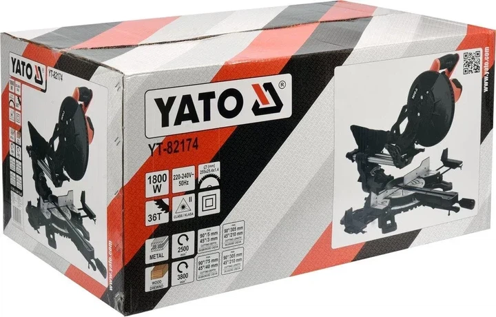 Пила торцовочная с протяжкой YATO 1800 Вт диск 255 мм лазер для металла и дерева YT-82174 - Фото 7 Пила торцовочная с протяжкой YATO 1800 Вт диск 255 мм лазер для металла и дерева YT-82174 - изображение 7