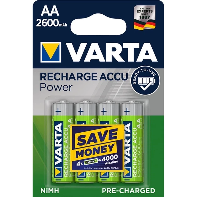 Аккумулятор Varta AA 2600mAh 4шт (BAT0314) - Фото 1 Аккумулятор Varta AA 2600mAh 4шт (BAT0314) - изображение 1
