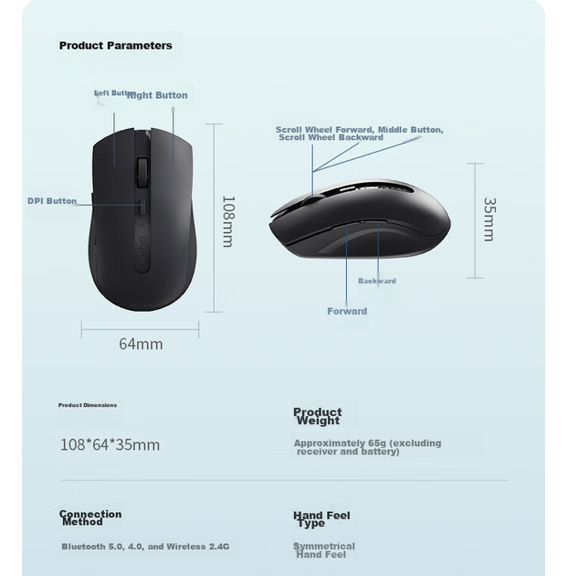 Мышь Rapoo M350G Wireless/Bluetooth Dark Grey - изображение 6