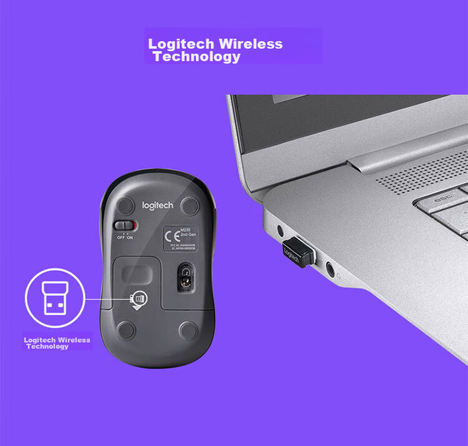 Мышь Logitech M235 Wireless Black/Grey - Фото 3 Мышь Logitech M235 Wireless Black/Grey - изображение 3