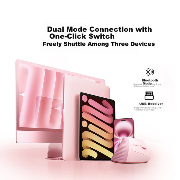 Мышь Ugreen M571P Wireless/Bluetooth Rose - изображение 2