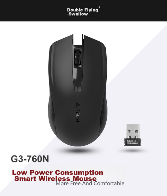 Миша A4Tech G3-760N Wireless Black - Фото 3 Миша A4Tech G3-760N Wireless Black - зображення 3