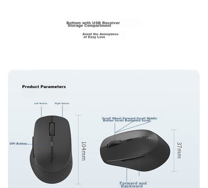 Мышь Rapoo M300G Wireless/Bluetooth Dark Grey - изображение 8