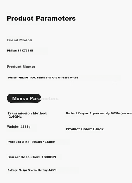 Мышь Philips SPK7358 Wireless Black - изображение 6