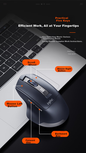 Мышь INPHIC M9 Wireless Grey - изображение 9