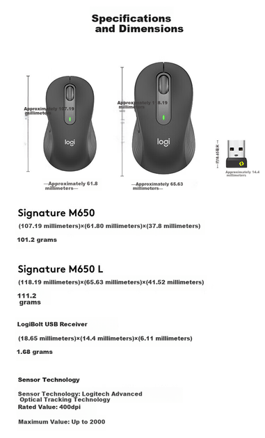 Мышь Logitech M650 L Business Wireless/Bluetooth Black - изображение 5