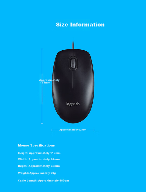 Мышь Logitech B100 USB Black - изображение 4