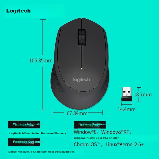 Миша Logitech M280 Wireless Red - Фото 4 Миша Logitech M280 Wireless Red - зображення 4