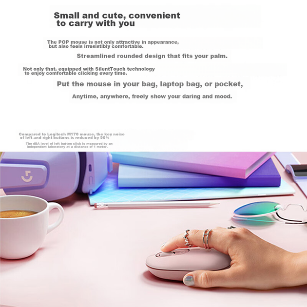 Мышь Logitech POP Bluetooth Rose, Cloud Pink - изображение 4