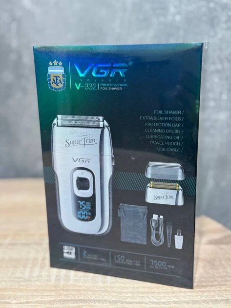 Электробритва шейвер VGR V-332 профессиональная сеточная аккумуляторная 7500 об/мин Серебристая - Фото 5 Электробритва шейвер VGR V-332 профессиональная сеточная аккумуляторная 7500 об/мин Серебристая - изображение 5