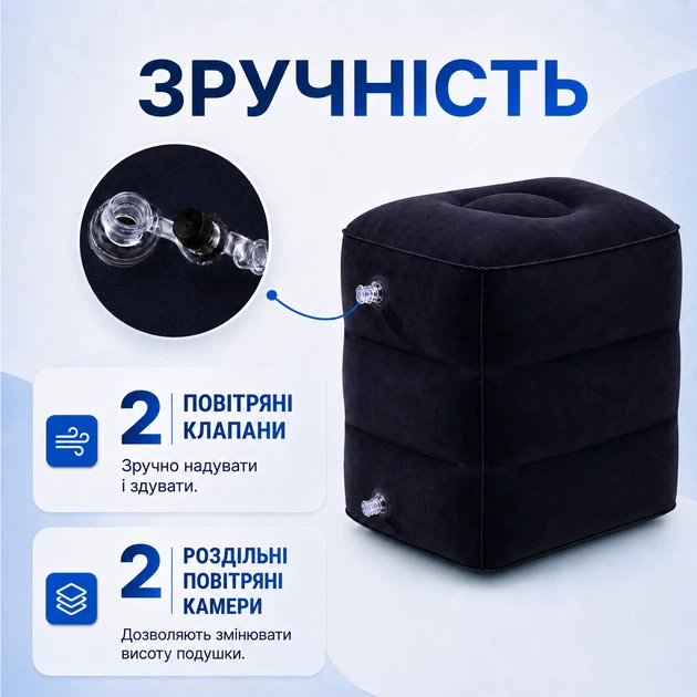 Подушка для путешествий 43см , подставка для ног, 3 уровня высоты, для самолета, автобуса черный цвет - Фото 5 Подушка для путешествий 43см , подставка для ног, 3 уровня высоты, для самолета, автобуса черный цвет - изображение 5