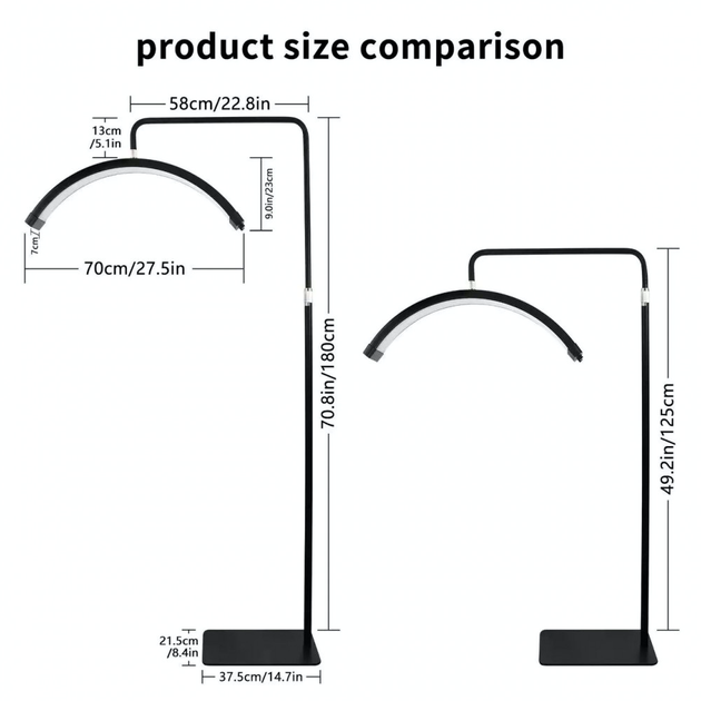 Бестеневая LED лампа 50W 28 дюймов 320 светодиодов для косметологов и визажистов Black HD-M8X - зображення 2