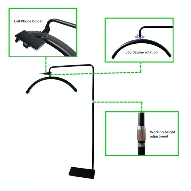 Бестеневая LED лампа 50W 28 дюймов 320 светодиодов для косметологов и визажистов HD-M8X белая - зображення 9