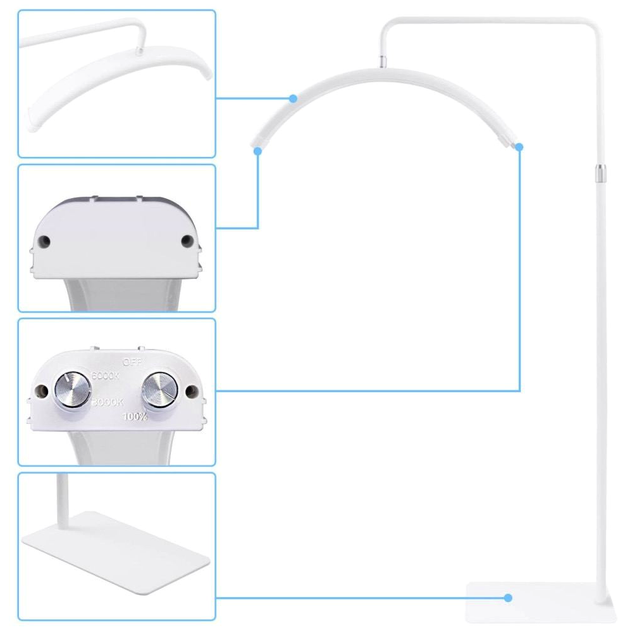 Бестеневая LED лампа 50W 28 дюймов 320 светодиодов для косметологов и визажистов HD-M8X белая - зображення 6
