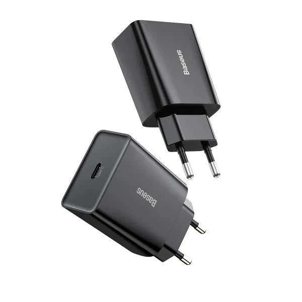Зарядное устройство Baseus Speed Mini PD Charger 20W Сетевой адаптер Type-C с быстрой зарядкой PD3.0/QC3.0/FCP, Черный - изображение 3