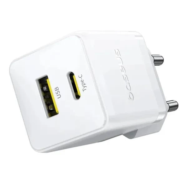 Зарядний пристрій Baseus Palm Fast Charger 20W Мережевий адаптер Type-C/USB зі швидкою зарядкою PD3.0/QC3.0, Білий - зображення 2