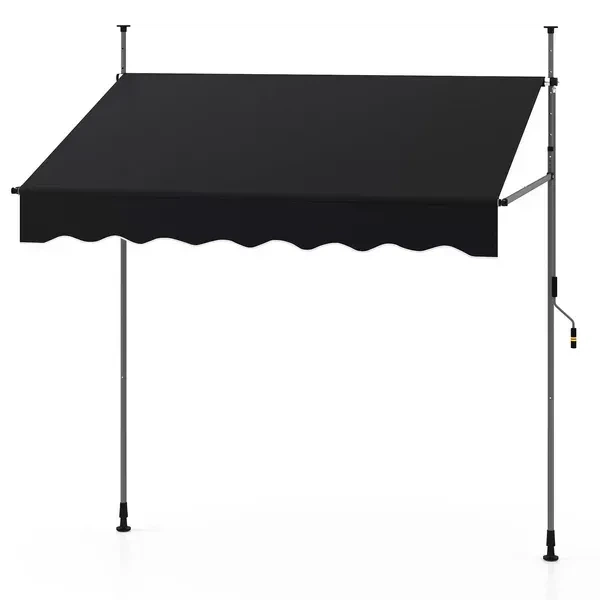 Висувна балконна маркіза Costway 250×120×210–300 см без свердління, чорна - Фото 1 Висувна балконна маркіза Costway 250×120×210–300 см без свердління, чорна - зображення 1