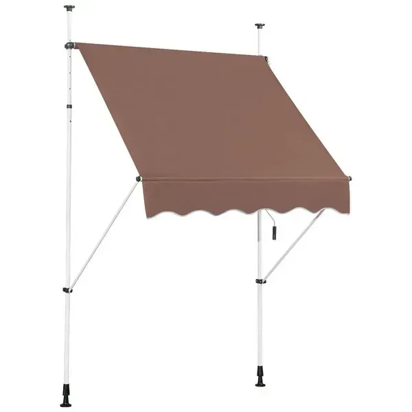 Балконна маркіза Costway 200×125 см з телескопічними стійками 200–300 см і ручним приводом, коричнева - Фото 1 Балконна маркіза Costway 200×125 см з телескопічними стійками 200–300 см і ручним приводом, коричнева - зображення 1