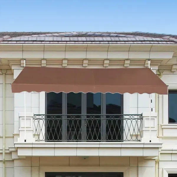 Телескопічна висувна маркіза Costway 350×125 см, висота 200–300 см, коричнева, з ручним приводом - Фото 3 Телескопічна висувна маркіза Costway 350×125 см, висота 200–300 см, коричнева, з ручним приводом - зображення 3