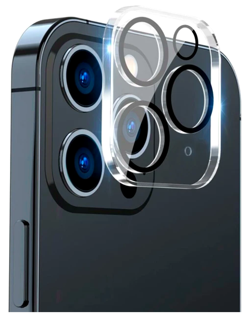 Защитное стекло на камеру 3D Camera Glass для iPhone 12 Pro Max с рамкой максимальная защита Black SR-547 - Фото 3 Защитное стекло на камеру 3D Camera Glass для iPhone 12 Pro Max с рамкой максимальная защита Black SR-547 - изображение 3
