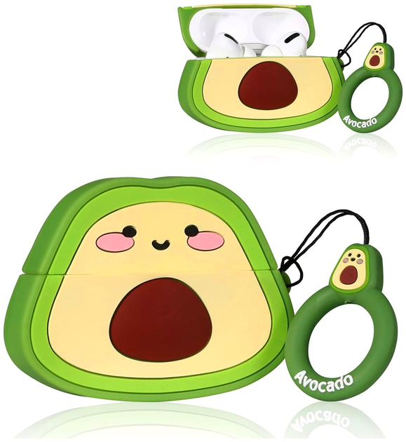 Чехол силиконовый противоударный для AirPods 1 2 Avocado 3D Case защитный зеленый SR-547 - изображение 7