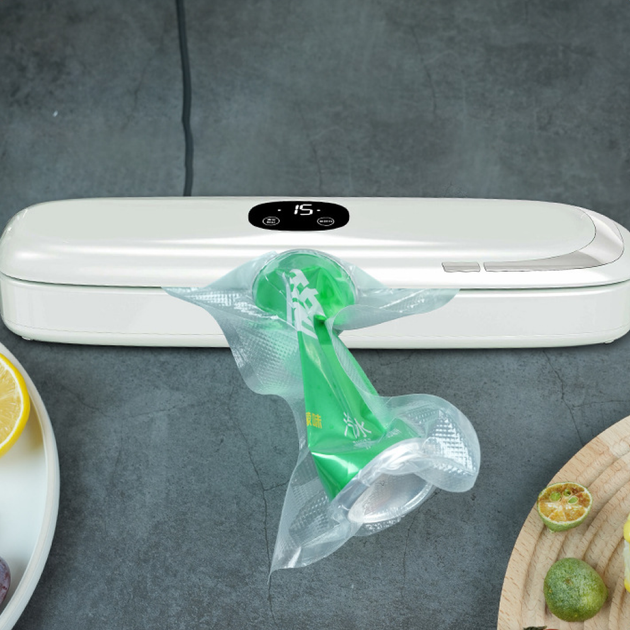Вакуумный упаковщик пищевых продуктов с дисплеем от сети + 5 пакетов, Vacuum Sealer, Белый - Фото 2 Вакуумный упаковщик пищевых продуктов с дисплеем от сети + 5 пакетов, Vacuum Sealer, Белый - изображение 2