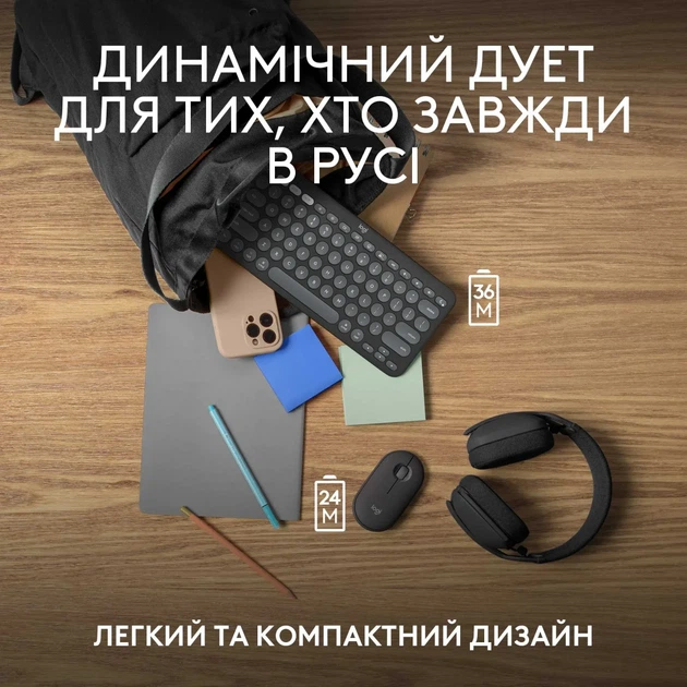 Комплект клавіатура та мишка Logitech Pebble 2 Combo for Mac Tonal Graphite UA (920-012244) - зображення 9