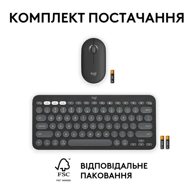 Комплект клавіатура та мишка Logitech Pebble 2 Combo for Mac Tonal Graphite UA (920-012244) - зображення 10