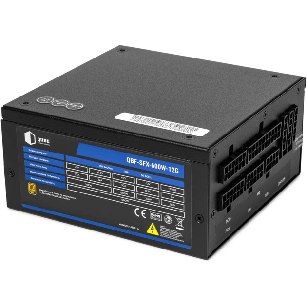 Блок живлення QUBE 600W 80+ Gold (QBF-SFX-600W-12G Bulk) - Фото 2 Блок живлення QUBE 600W 80+ Gold (QBF-SFX-600W-12G Bulk) - изображение 2