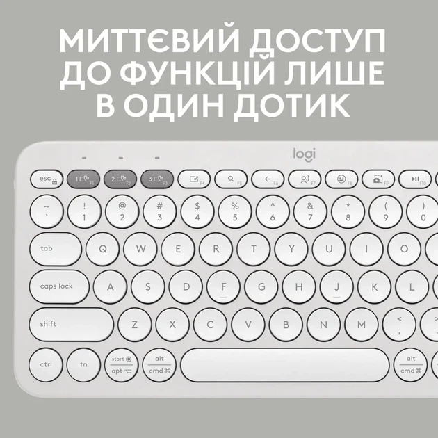 Клавіатура Logitech Pebble Keys 2 K380s Tonal White UA (920-011852) - Фото 4 Клавіатура Logitech Pebble Keys 2 K380s Tonal White UA (920-011852) - изображение 4
