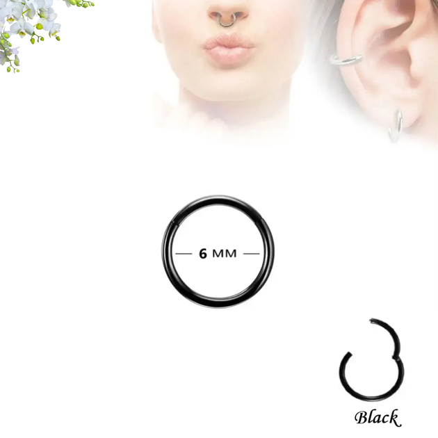 Кільце - клікер для пірсингу 6х1.0мм Mr.Piercing black Сталь 316L - Фото 1 Кільце - клікер для пірсингу 6х1.0мм Mr.Piercing black Сталь 316L - изображение 1