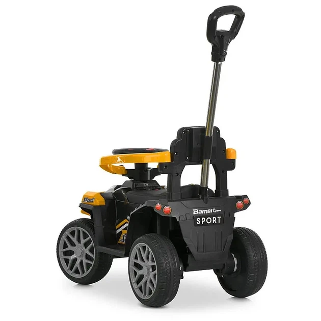 Дитячий електромобіль толокар з батьківською ручкою BAMBI M 6300EBLR-6 жовтий (2х25W, EVA, екошкіра, USB, Bluetooth) - Фото 4 Дитячий електромобіль толокар з батьківською ручкою BAMBI M 6300EBLR-6 жовтий (2х25W, EVA, екошкіра, USB, Bluetooth) - зображення 4