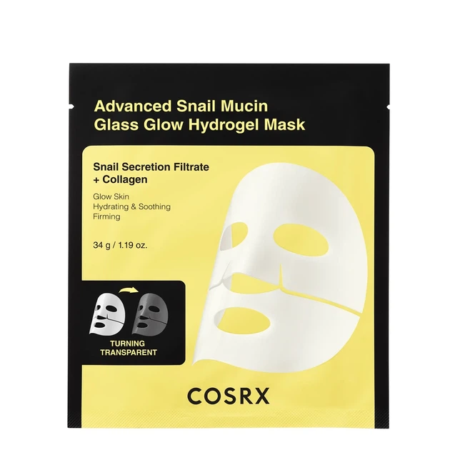 COSRX Advanced Snail Mucin Glass Glow Hydrogel Mask, набор гидрогелевых масок со слизью улитки, 34 г x 3 шт. - Фото 1 COSRX Advanced Snail Mucin Glass Glow Hydrogel Mask, набор гидрогелевых масок со слизью улитки, 34 г x 3 шт. - изображение 1