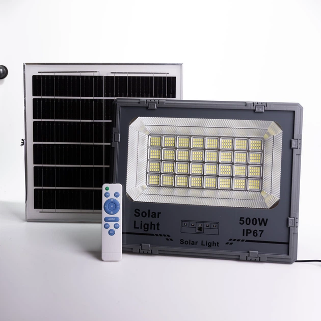 Вуличний світлодіодний ліхтар на сонячних батареях 37x30.8x7.5 см, 480 LED, 500 Вт з сонячною панеллю - зображення 2