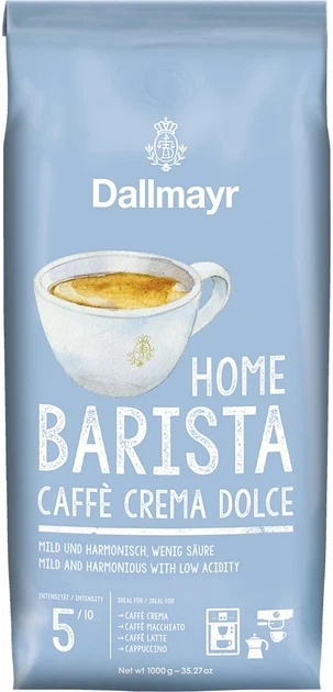 Кава в зернах Dallmayr Home Barista Caffe Crema Dolce Обсмажена 1 кг (4008167043805) - Фото 2 Кава в зернах Dallmayr Home Barista Caffe Crema Dolce Обсмажена 1 кг (4008167043805) - зображення 2