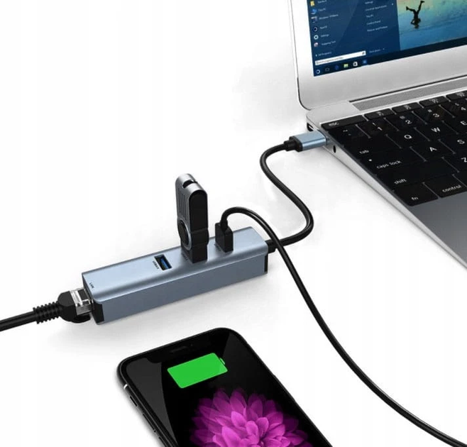 Stacja dokująca Zenwire USB-A HUB 3x USB 3.0 RJ45 (5904507520588) - obraz 2