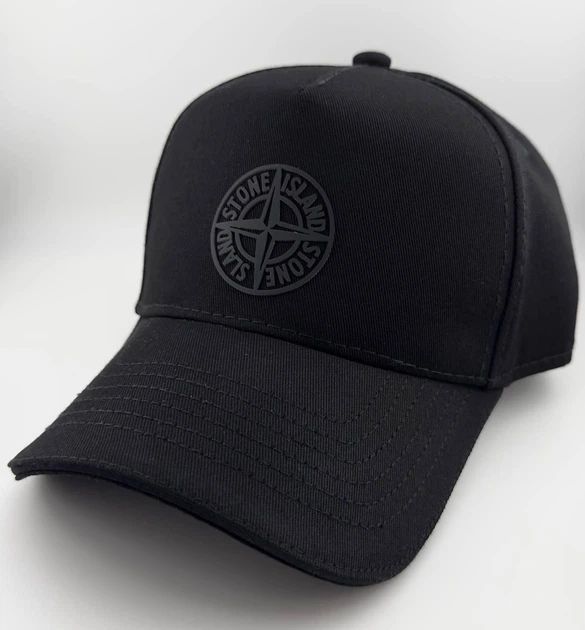 Мужская Бейсболка Тракер Stone Island Черная Коттон 100% с Застежкой на Липучке размер S (55-56 см) - изображение 2