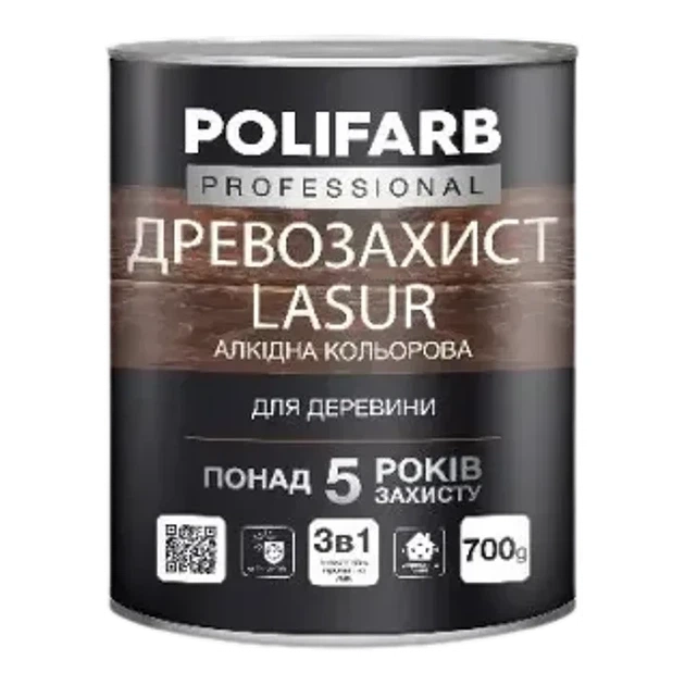 Лазур алкідна Polifarb древозахист палісандр 0.7 кг - Фото 1 Лазур алкідна Polifarb древозахист палісандр 0.7 кг - изображение 1