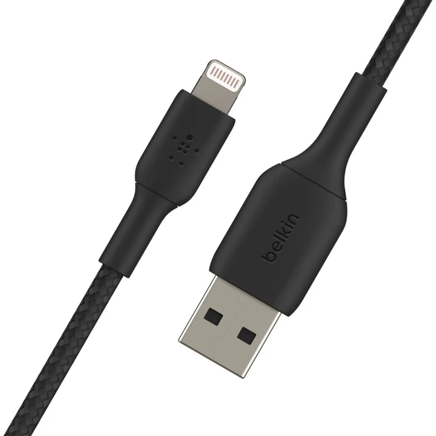 Кабель Belkin USB-A - Lightning BRAIDED Black 1m (CAA002BT1MBK) - Фото 3 Кабель Belkin USB-A - Lightning BRAIDED Black 1m (CAA002BT1MBK) - изображение 3